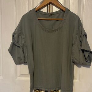 Free People Greenish Gray Short Sleeve